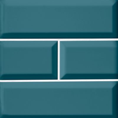 Imperial Turquoise Bevel Gloss Ceramic Subway Wall Tile - 4 x 12 in.