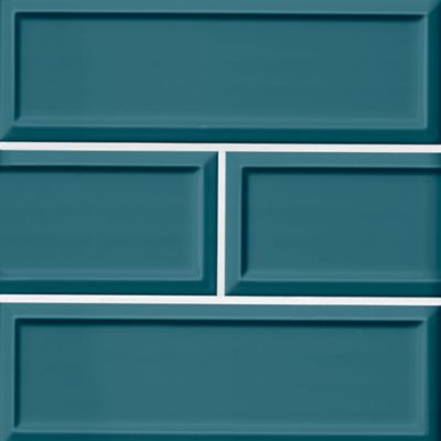 Imperial Turquoise Frame Gloss Ceramic Subway Wall Tile - 4 x 12 in.