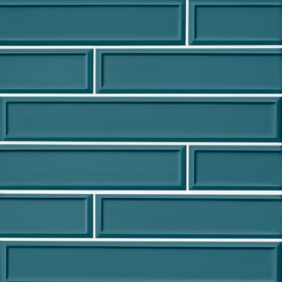 Imperial Turquoise Frame Gloss Ceramic Subway Wall Tile - 4 x 24 in.
