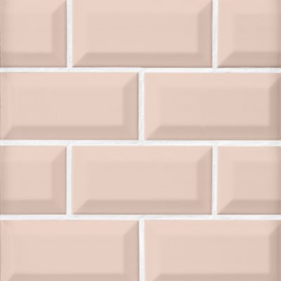 Imperial Pink Bevel Gloss Ceramic Subway Wall Tile - 3 x 6 in.