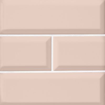 Imperial Pink Bevel Gloss Ceramic Subway Wall Tile - 4 x 12 in.