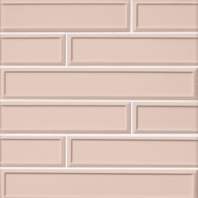Imperial Pink Frame Gloss Ceramic Subway Wall Tile - 4 x 24 in.