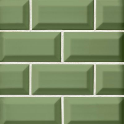 Imperial Sage Bevel Gloss Ceramic Subway Wall Tile - 3 x 6 in.