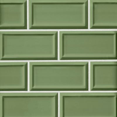 Imperial Sage Frame Gloss Ceramic Subway Wall Tile - 3 x 6 in.