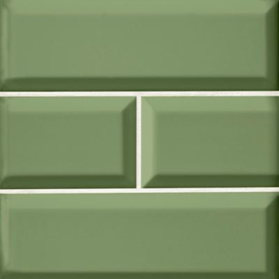 Imperial Sage Bevel Gloss Ceramic Subway Wall Tile - 4 x 12 in.