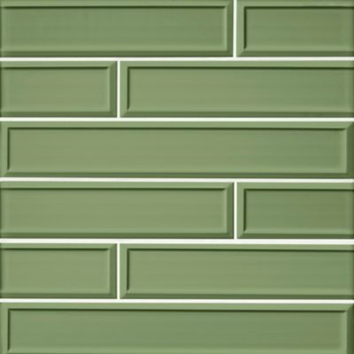 Imperial Sage Frame Gloss Ceramic Subway Wall Tile - 4 x 24 in.