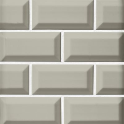 Imperial Oatmeal Bevel Gloss Ceramic Subway Wall Tile - 3 x 6 in -.