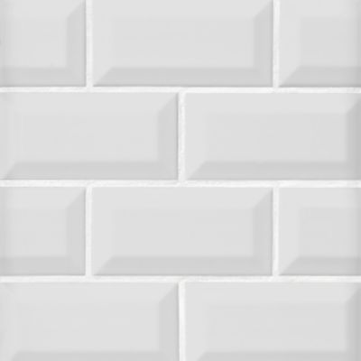 Imperial Bianco Bevel Matte Ceramic Subway Wall Tile - 3 x 6 in.
