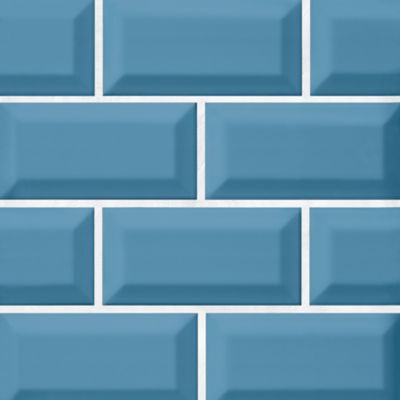 Imperial Ocean Blue Bevel Gloss Ceramic Subway Wall Tile - 3 x 6 in.