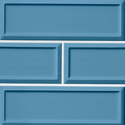 Imperial Ocean Blue Frame Gloss Ceramic Subway Wall Tile - 4 x 12 in.