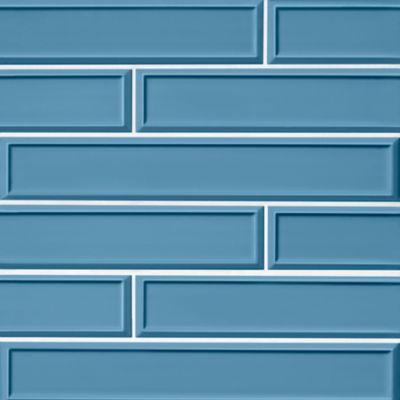Imperial Ocean Blue Frame Gloss Ceramic Subway Wall Tile - 4 x 24 in.