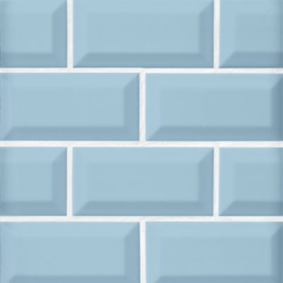 Imperial Sky Blue Bevel Gloss Ceramic Subway Wall Tile - 3 x 6 in.