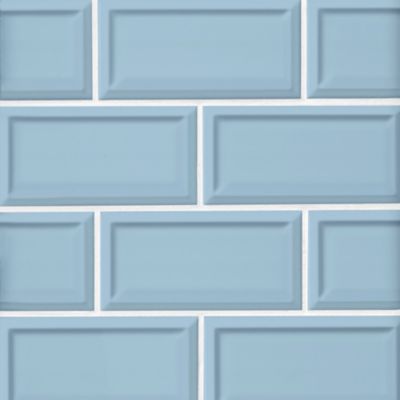 Imperial Sky Blue Frame Gloss Ceramic Subway Wall Tile - 3 x 6 in.