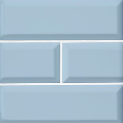 Imperial Sky Blue Bevel Gloss Ceramic Subway Wall Tile - 4 x 12 in.