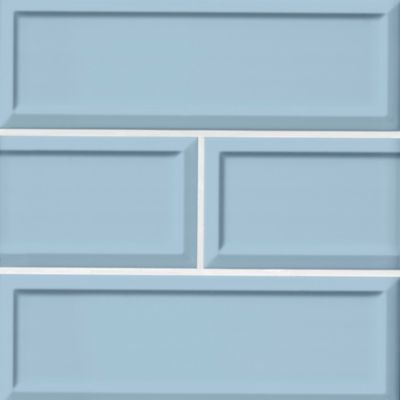 Imperial Sky Blue Frame Gloss Ceramic Subway Wall Tile - 4 x 12 in.