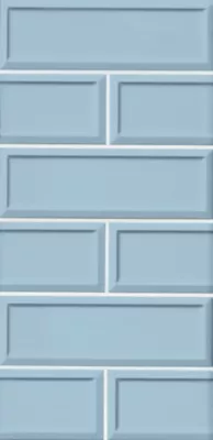 Imperial Sky Blue Frame Gloss Ceramic Subway Wall Tile - 4 x 12 in
