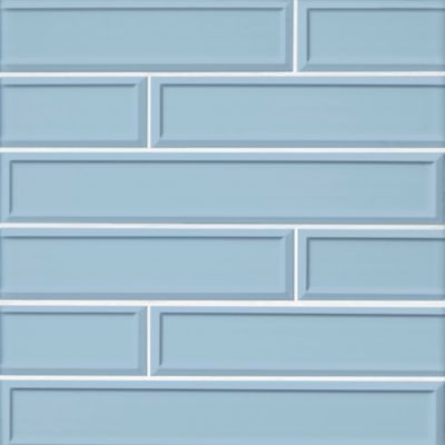 Imperial Sky Blue Frame Gloss Ceramic Subway Wall Tile - 4 x 24 in.