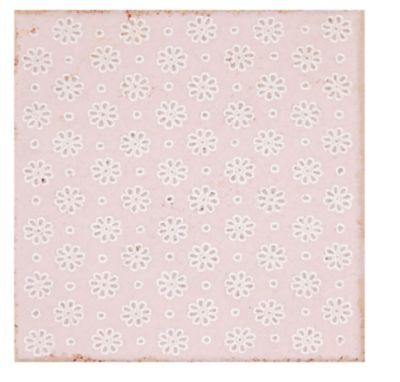 Annie Selke Artisanal Soft Pink Lace Ceramic Wall Tile - 6 x 6 in.