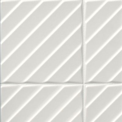 4-D Diagonal White Porcelain Wall Tile - 8 x 8 in.