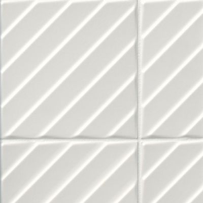 4-D Diagonal White Porcelain Wall Tile Sample