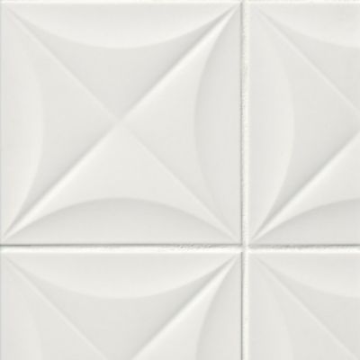 4-D Flower White Porcelain Wall Tile Sample