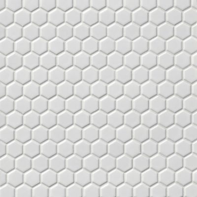 Hex Matte White Porcelain Mosaic Wall and Floor Tile - 1 x 1 in.