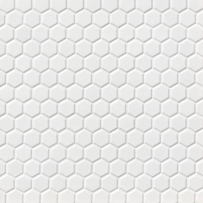 Hex Gloss White Porcelain Mosaic Wall and Floor Tile - 1 x 1 in.