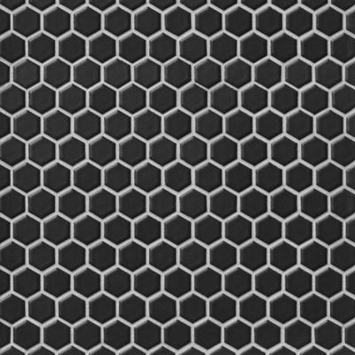 Hex Matte Black Porcelain Mosaic Wall and Floor Tile - 1 x 1 in.
