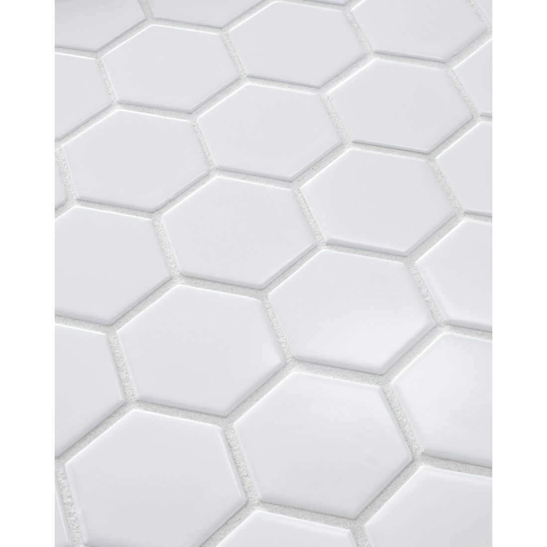 Hex Gloss White Porcelain Mosaic Tile - 2 x 2 in. Hex Gloss White Porcelain Mosaic Tile - 2 x 2 in.