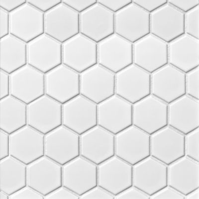 Hex Matte White Porcelain Mosaic Wall and Floor Tile - 2 x 2 in.