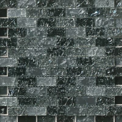 Black Magic Shimmer Glass Mosaic Wall and Floor Tile - 1 x 2 in.