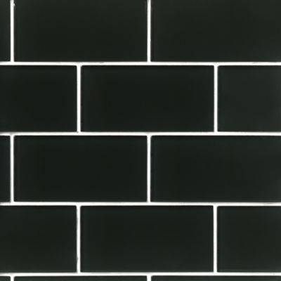 Glass Black Subway Wall Tile - 3 x 6 in.