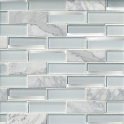 Glass Snow Reflection with Firenze Carrara Mosaic Wall Tile