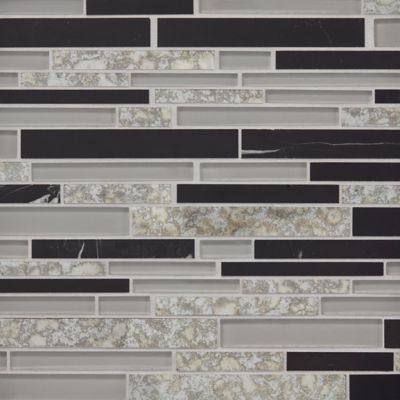 Noir with Antique Mirror Stria Stone Mosaic Wall Tile