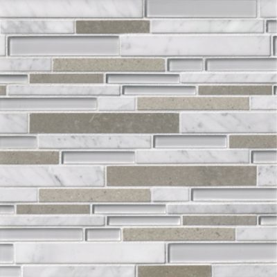 Firenze Carrara with Cinderella Grey Stria Marble Mosaic Wall Tile