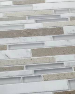 Firenze Carrara with Cinderella Grey Stria Marble Mosaic