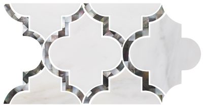 Charlotte White w/Black Nacre Listello Marble Wall Trim Tile - 6 x 9 in.