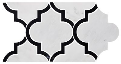 Charlotte White w/Black Marquina Listello Marble Wall Trim Tile - 6 x 9 in.