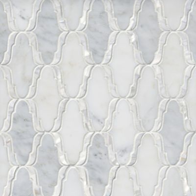 Sheridan White with White Nacre Marble Mosaic Wall and Floor Tile