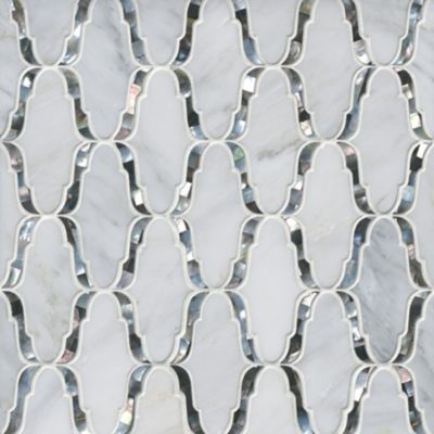 Sheridan White with Black Nacre Marble Mosaic Wall and Floor Tile