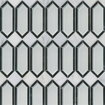 Northbrook Glass with Black Marquina Marble Mosaic Wall Tile