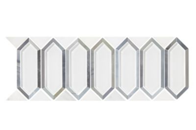 Northbrook Glass with Moonstone Listello Marble Mosaic Wall Tile - 5 x 11 in.