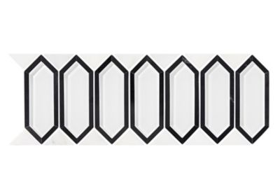 Northbrook Glass with Black Marquina Listello Marble Mosaic Wall Tile - 5 x 11 in.
