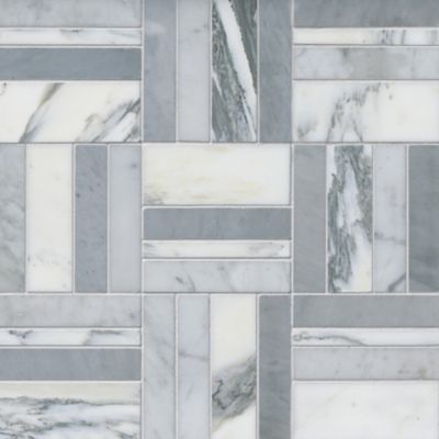 Bennett with Roman Silver Marble Mosaic Wall and Floor Tile