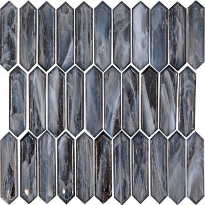 Glass Silver Diamond Mosaic Wall Tile - 1 x 3.5 in.