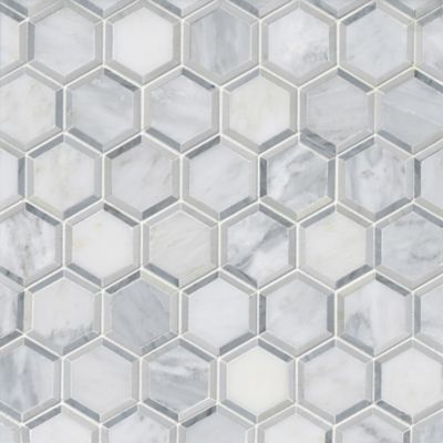 Victoria Grey Silhouette Hex Mosaic Wall and Floor Tile - 2 in.