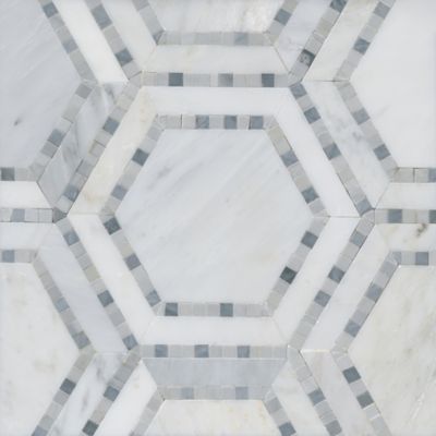 Victoria Grey Silhouette Hex Mosaic Wall and Floor Tile - 9 in.