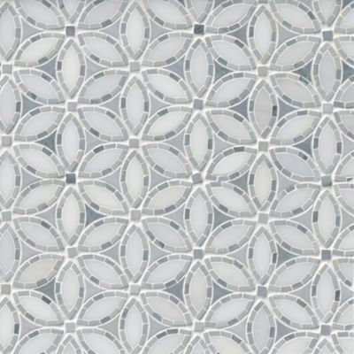 Victoria Grey Blossom with White Marble Mosaic Wall Tile