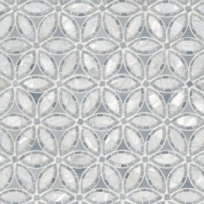 Victoria Grey Blossom with Nacre Stone and Glass Mosaic Wall Tile