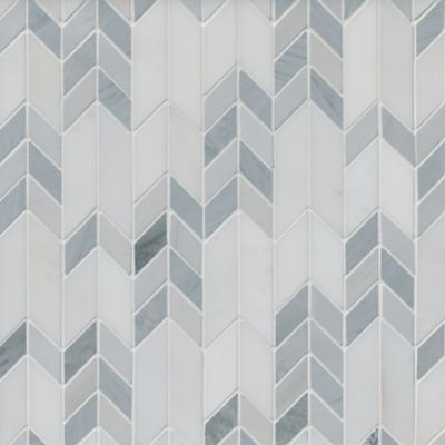 Victoria Grey Archer Reverse with White Marble Mosaic Wall and Floor Tile